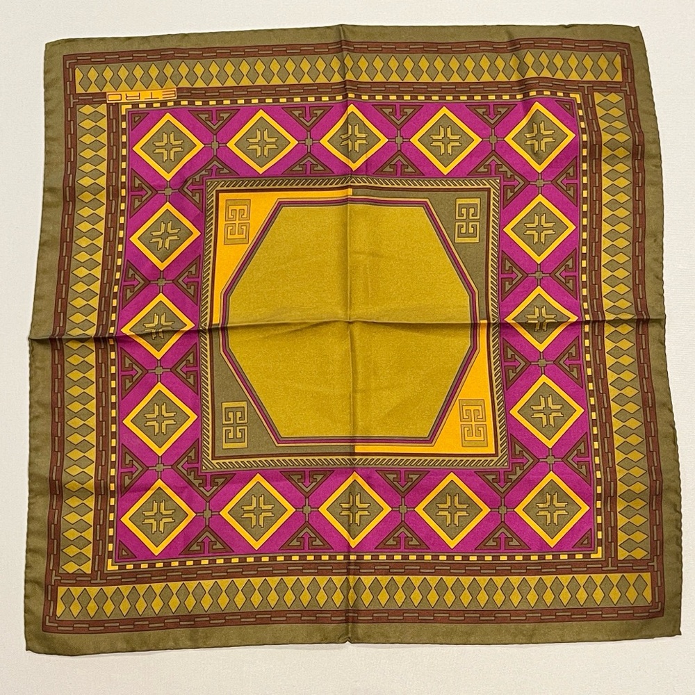 Etro Silk Scarf Made in Italy 17" Fuchsia, Green & Yellow EUC